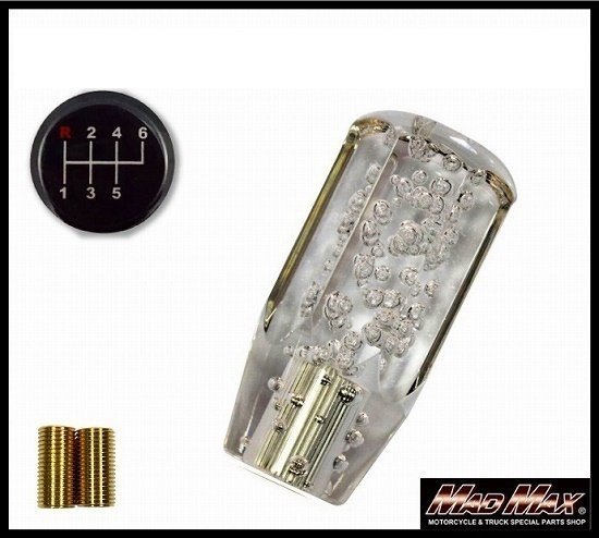 MADMAX トラック用品 クリスタル シフトノブ 泡 ショート 100mm クリア ふそう ベストワンファイター用/変換アダプター付【送料800円】拍卖