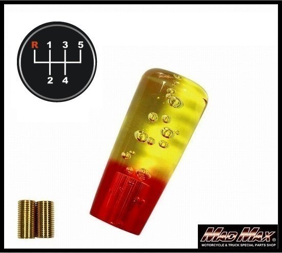 MADMAX トラック用品 カラーリング シフトノブ 泡 グラデーション 100mm ゴールド/レッド いすゞ 07エルフ用/変換付【送料800円】拍卖