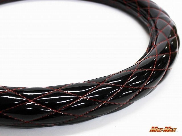 【送料800円】トラック用品 国産 エナメル ブラック/レッド シングルステッチ ハンドルカバー 2HLサイズ拍卖