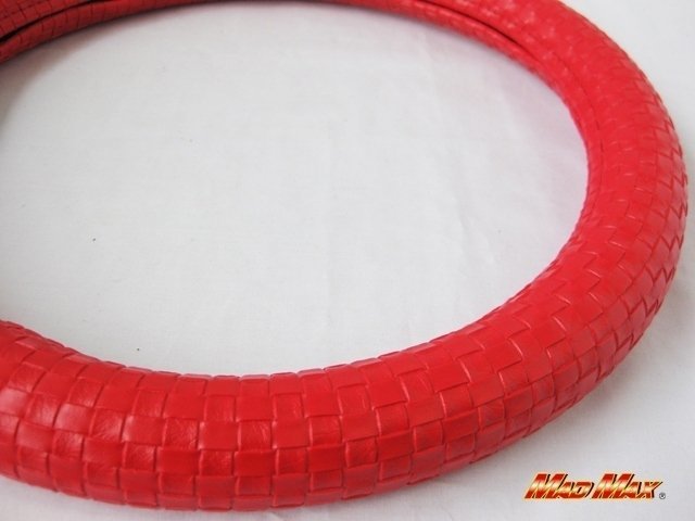【送料800円】カー用品 国産 ステッチなし ロイヤルメッシュ レッド ハンドルカバー Mサイズ/ステアリングカバー拍卖