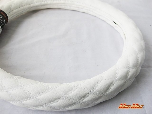 【送料800円】トラック用品 国産ソフトレザー ホワイト/ホワイト ダブルステッチ ハンドルカバー2HS/ステアリングカバー拍卖