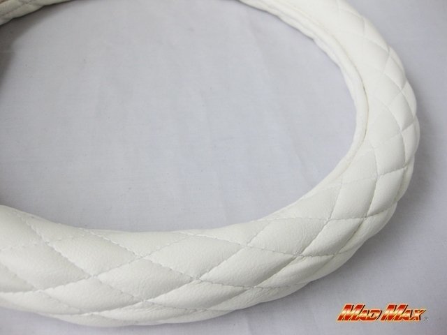 【送料800円】トラック用品 国産 ソフトレザー ホワイト シングル ハンドルカバー 2HLサイズ/ステアリングカバー拍卖