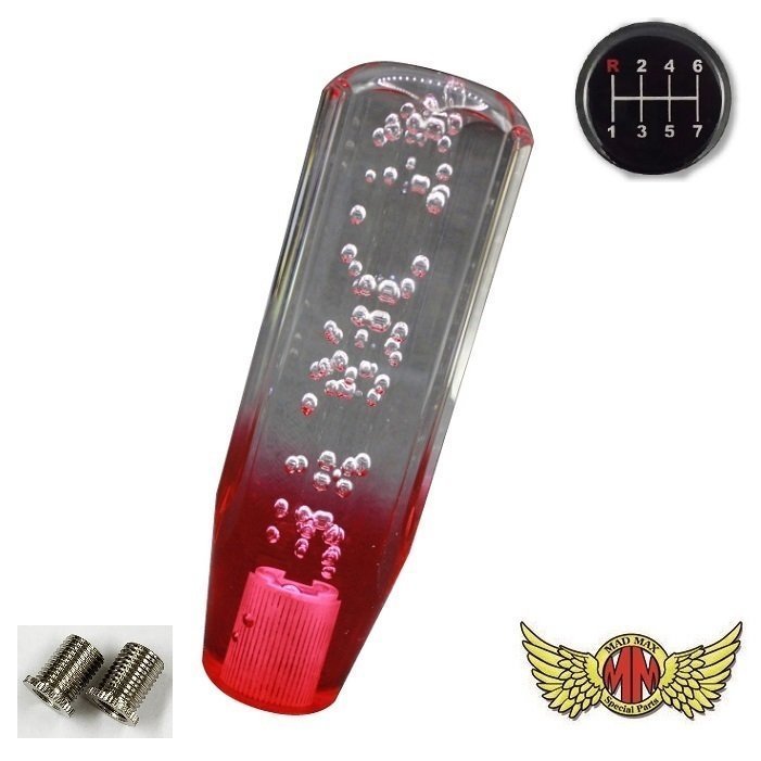 MADMAX トラック用品 クリスタル シフトノブ 泡 150mm クリア/レッド 日野 プロフィア用/変換アダプター付【送料800円】拍卖