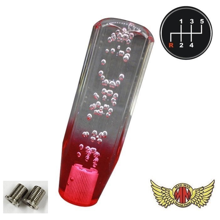 MADMAX トラック用品 クリスタル シフトノブ 泡 150mm クリア/レッド ふそう ブルーテックキャンター 用/変換アダプター付【送料800円】拍卖