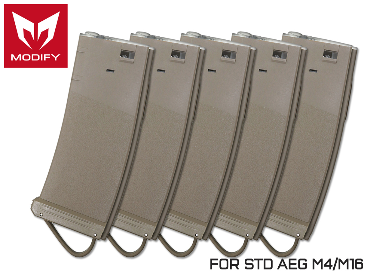 MD-AEMG-003T MODIFY Bhive 150Rds トレーサーマガジン for M4/M16シリーズ5個セット TAN拍卖
