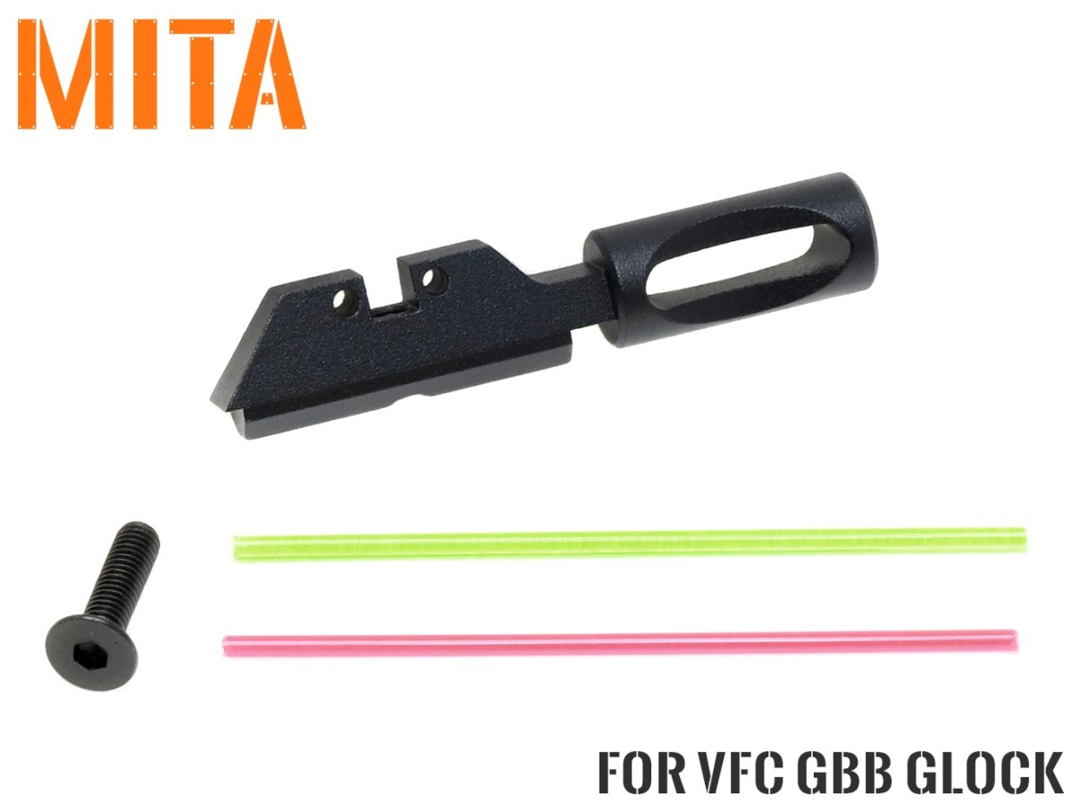 MITA-P027-BK MITA アルミCNC ファイバー リアサイト w/コッキングハンドル type B for VFC GLOCK シリーズ拍卖
