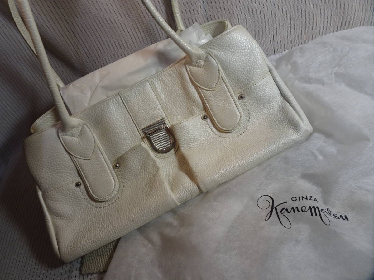 ★銀座かねまつ ハンドバッグ GINZA Kanematsu ホワイト拍卖
