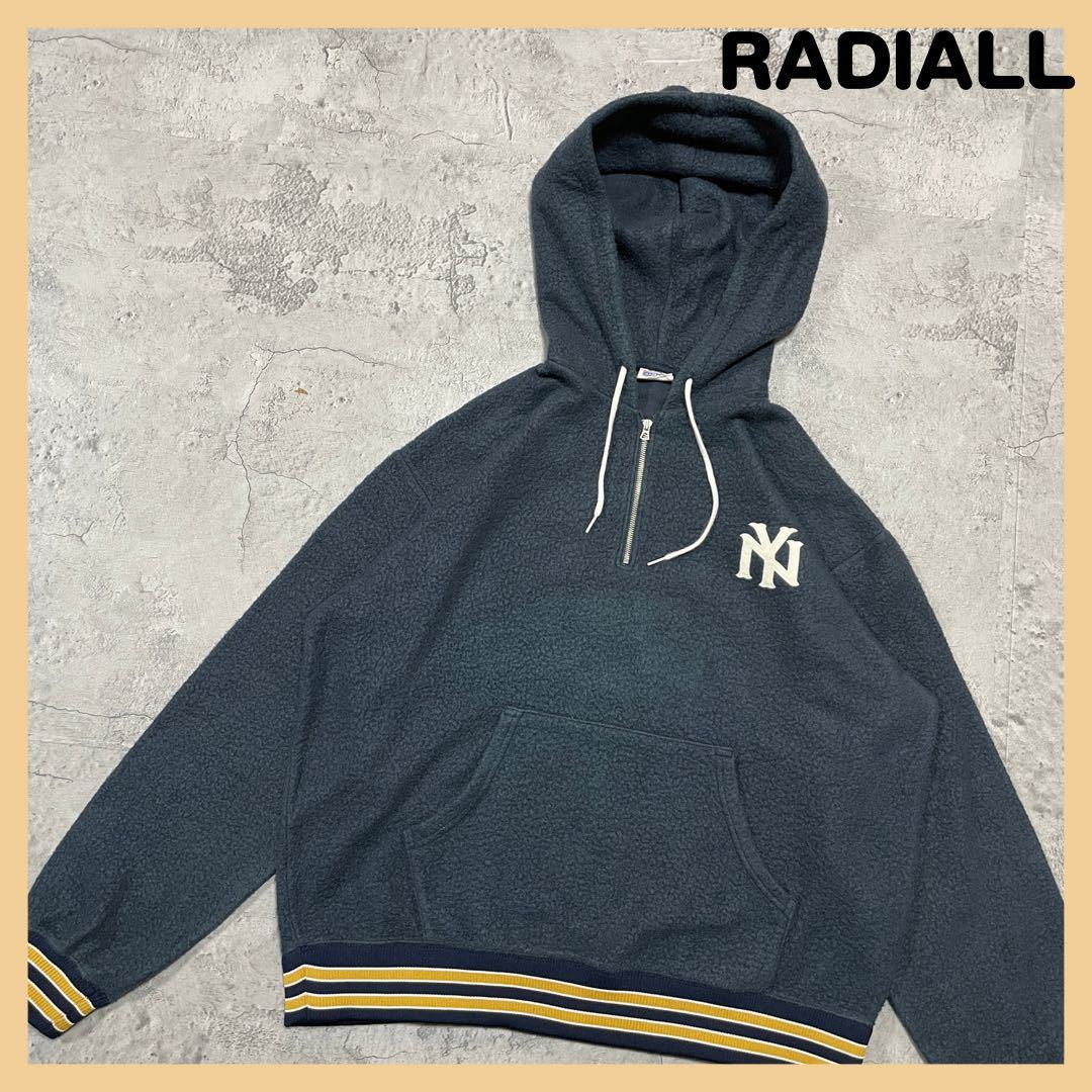 RADIALL ラディアル フリース プルオーバー ハーフジップ スウェット トレーナー NYロゴ ニューヨーク 日本製 玉FL1611スウェットパーカー 拍卖