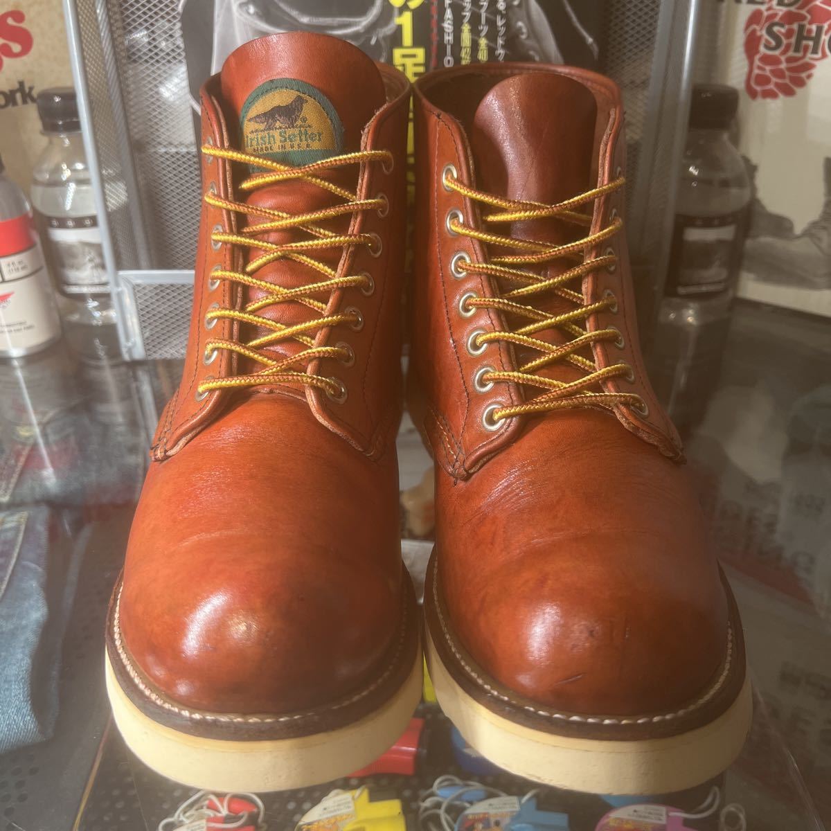 1998年製 8166 8.5D 約27㎝ 半円犬タグ オロラセット 赤茶 レッドウイング プレーントゥ ヴィンテージ 洗浄除菌仕上済!ソール補修済!拍卖