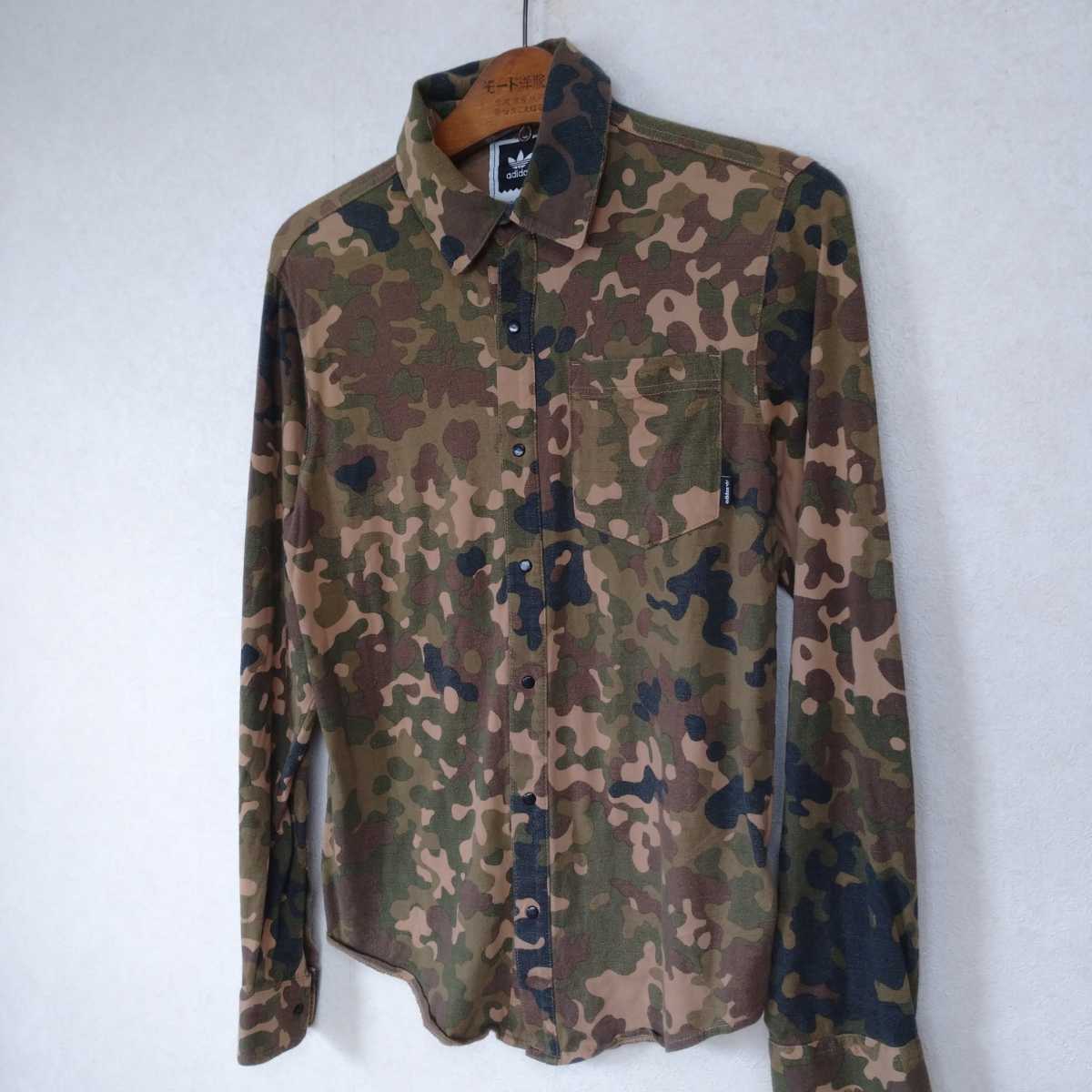 アディダス 迷彩 長袖シャツ 綿ニット S拍卖