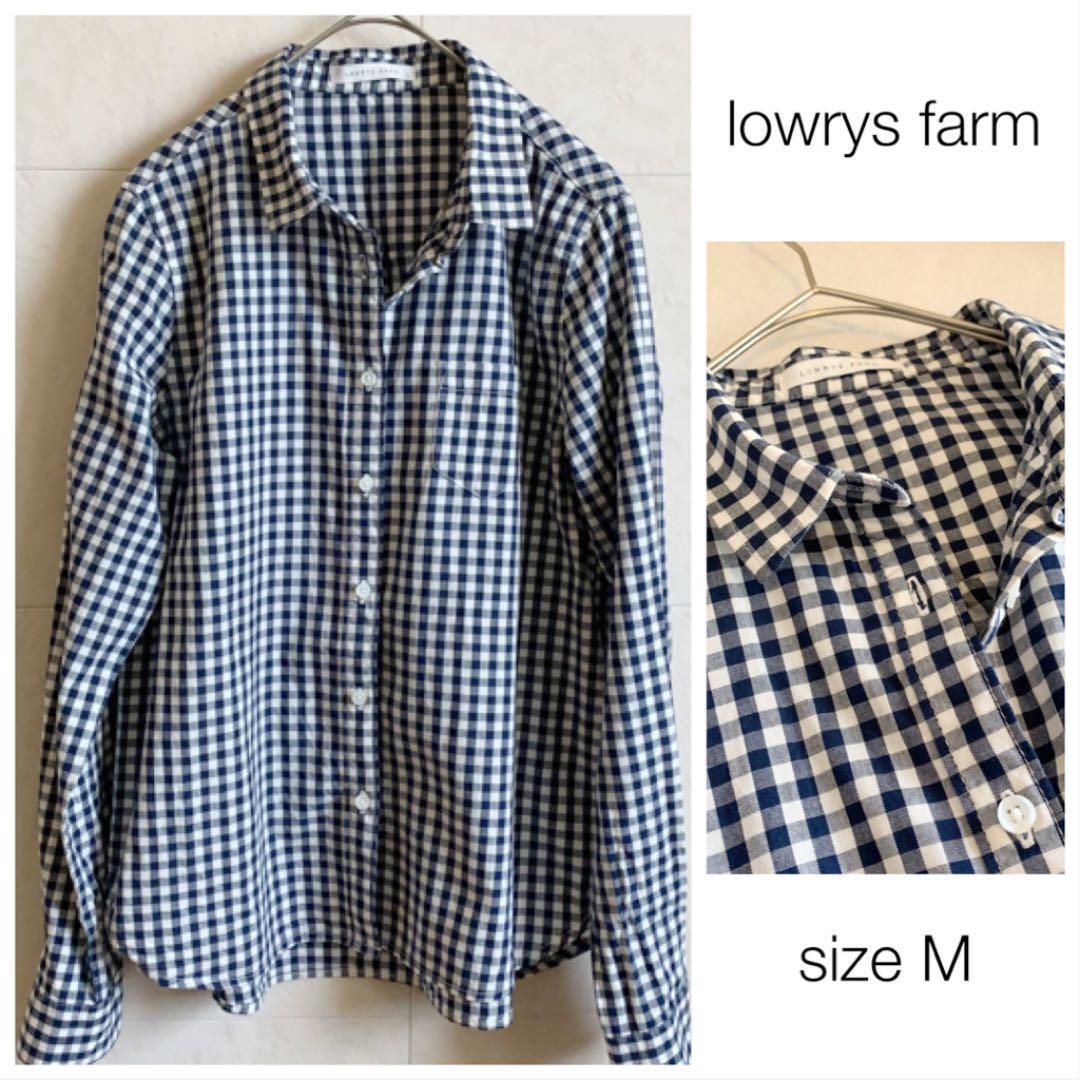 lowrys farm ネイビーギンガムチェック長袖シャツ 912拍卖
