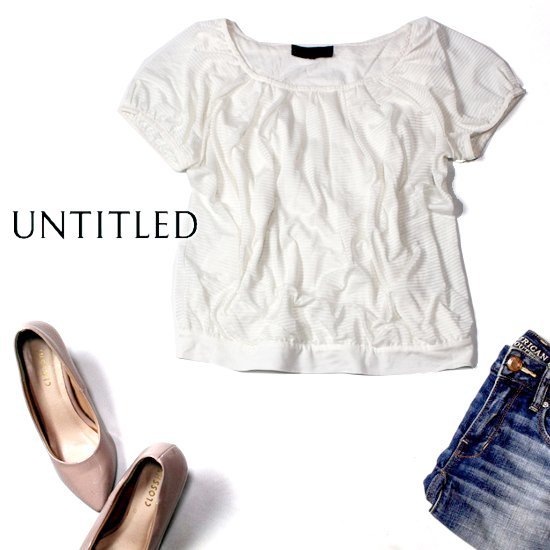 ☆☆ 美品 レア・サンプル品 UNTITLED アンタイトル ☆☆ 同色ボーダー柄 ストレッチ カットソー 2号 M 春 夏 22A09拍卖