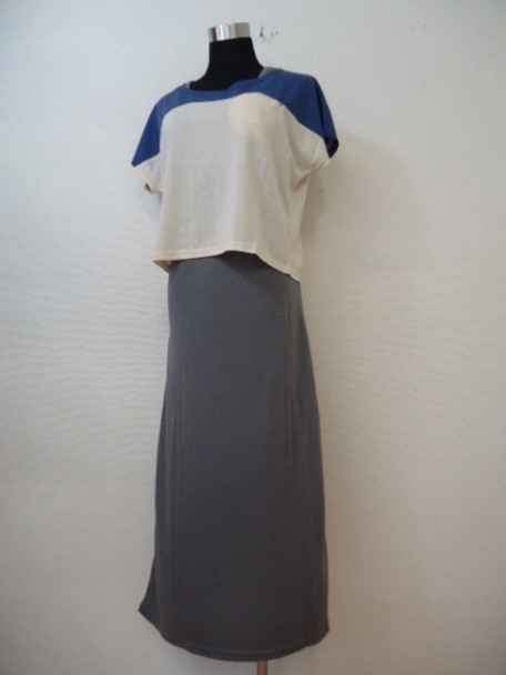 【KCM】sel-18-L★新品★レディース カットソー&ワンピース セット サイズ L ネイビー系×グレー拍卖