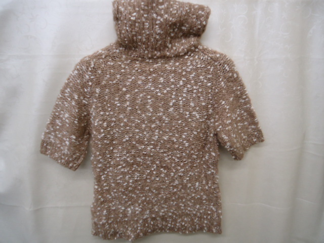 【KCM】car-1★新品未使用品★【CHIARA By G.A.C/キアラ】半袖 タートル ニット ミックスカラー M モカベージュ 毛41% レディース拍卖