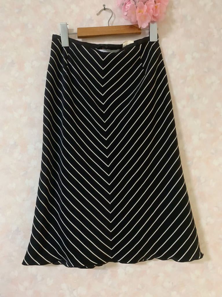 J&R スカート ひざ丈 斜めストライプ 柄拍卖