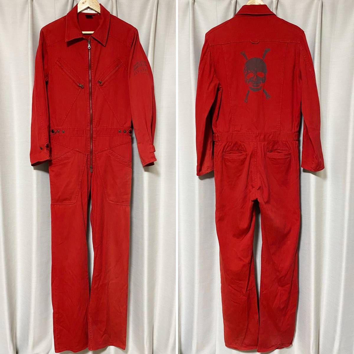 【HIROMU TAKAHARA×Roen】バックスカル ストレッチオールインワン ジャンプスーツ ツナギ 1 S ヒロムタカハラ ロエン レッド拍卖