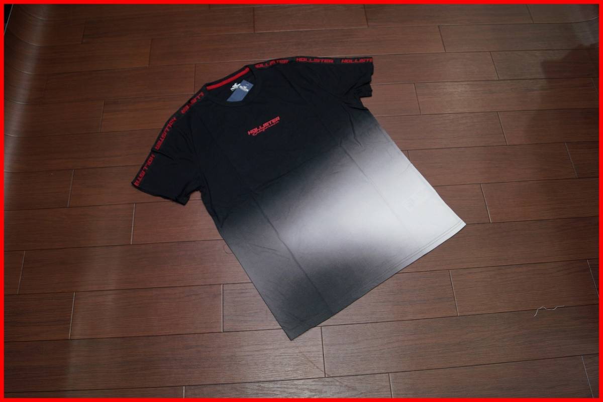 ★☆Hollister グラデーション ロゴテープ Tシャツ 半袖/M/ブラック/黒/ メンズ ホリスター アバクロ カットソー a&f☆★拍卖