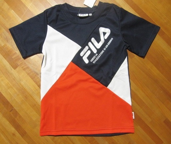 *送料無料*新品*130*FILA*ネイビー×オレンジ*半袖Tシャツ*吸汗速乾*フィラ*拍卖
