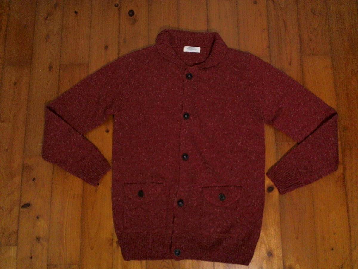 ☆バックナンバー【BACK NUMBER】 ニット 襟付きカーディガン シャツ ジャケット M エンジ 拍卖