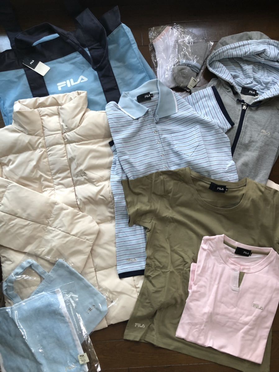 お得です! FILA フィラ 福袋 レディース 10点セット ダウンジャケット パーカー 半袖Tシャツ 長袖Tシャツ ポロシャツ ソックス拍卖