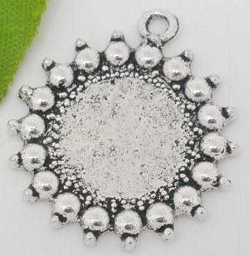 フレーム30個入アクセサリーパーツベース台座(アンティークシルバーカラー)カメオラインストーンセッティング枠7mm×24mm拍卖