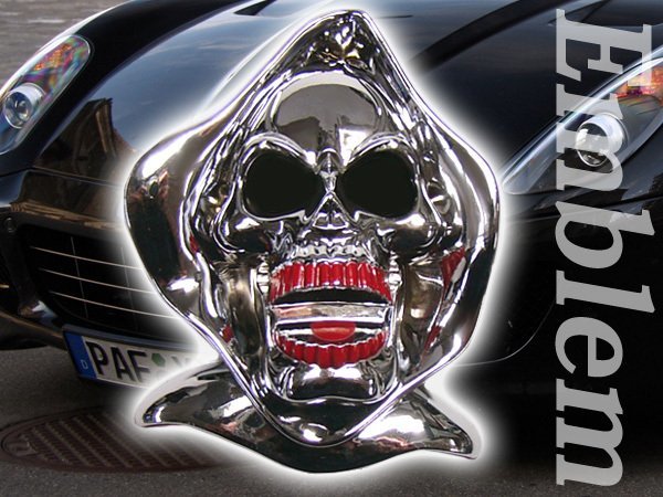 エンブレム 【大】 メッキ 死神 SKULL ドクロ (XT188) アメリカンエンブレム 送料無料/23拍卖