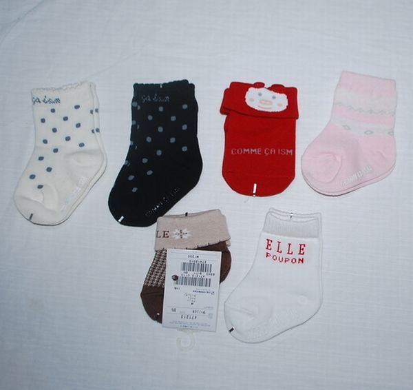 コムサイズム・ELLE 9/10cm クルーソックス 靴下6足セットA 綿混 拍卖