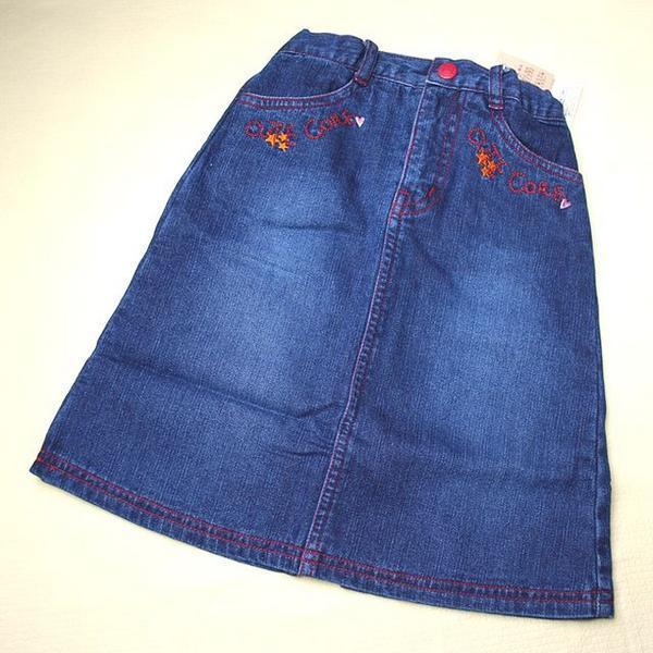 デニムスカート 100 ウェスト調節 綿100% ロゴ刺繍 拍卖