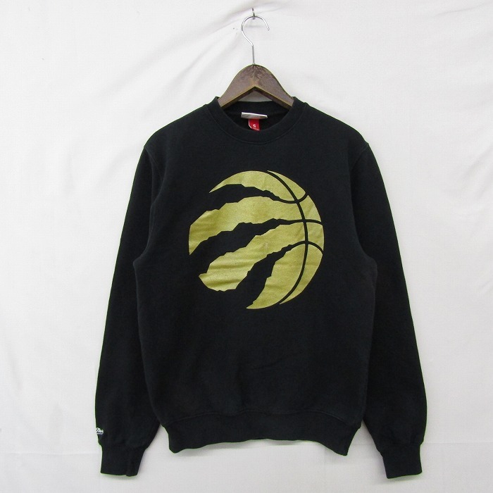 サイズ S Mitchell&Ness 大判 プリント スウェット トレーナー 裏起毛 バスケ ブラック ミッチェルアンドネス 古着 ビンテージ 2S2769拍卖