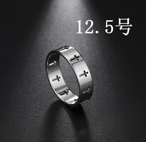 クロス リング シルバー 12.5号 くり抜き ステンレス おしゃれ 指輪 十字架 クロスリング 型抜き拍卖