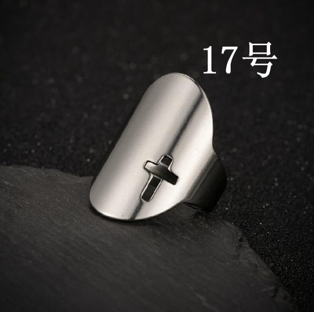 クロスリング シルバー 17号 くり抜き ステンレス おしゃれ 指輪 十字架 クロス リング 型抜き拍卖