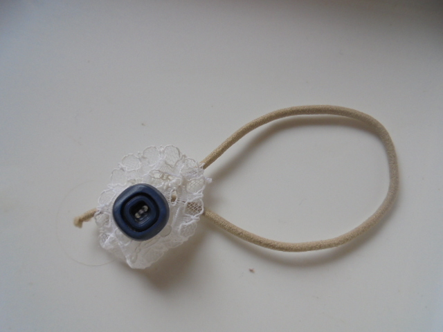 新品 ハンドメイド レトロボタンを使ったヘアゴム くすみブルーのボタン拍卖