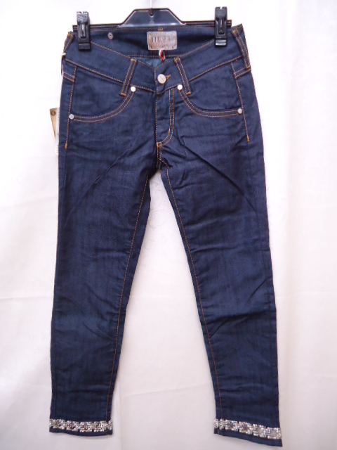 【KCM】sta-403-24★ワケあり未使用品★【MET jeans】アンクル丈 ジーンズ デニム 裾 ビジュー ネイビー系 サイズ 24拍卖