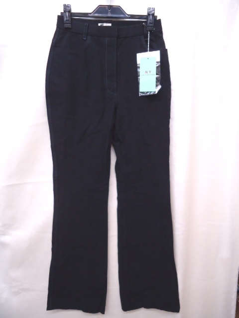 【KCM】sta-404-40★未使用品★【NY COLLECTION】レディース ストレッチフレアパンツ ブラック系 サイズ 40拍卖