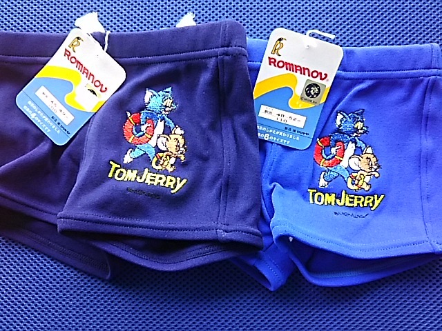 レア・レトロ・ヴィンテージ トムとジェリー水着 日本製 ネイビー100サイズ・ブルー110サイズ タグ付き新品未使用品 拍卖