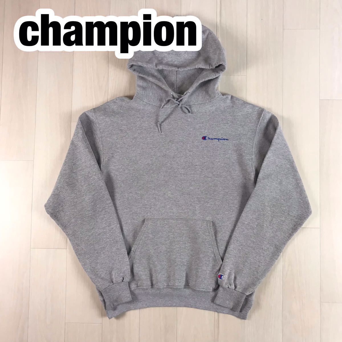 champion チャンピオン スウェットパーカー L 霜降りグレー 刺繍ロゴ ビッグサイズ拍卖