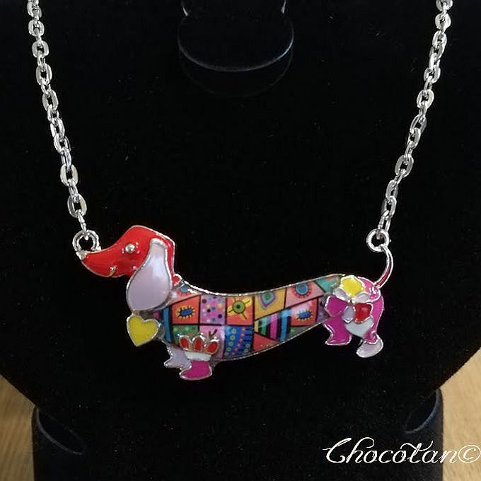 【送料無料】ダックス エナメル ネックレス Aタイプ 赤 ダックスフンド【新品】拍卖