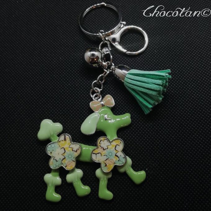 【送料無料】プードル 特大 ~緑~ エナメル チャーム キーリング 【新品】拍卖