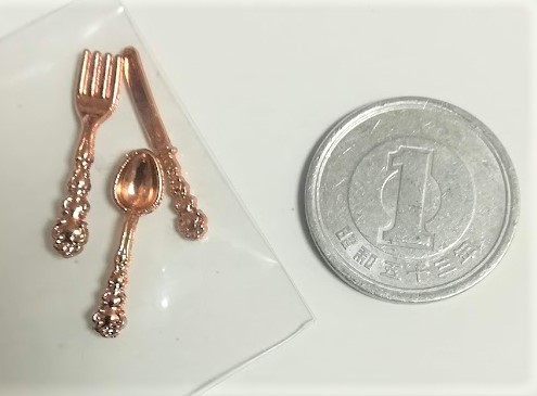 ミニチュア★カトラリー★ナイフ&フォーク&スプーン★②★ピンクゴールド★拍卖