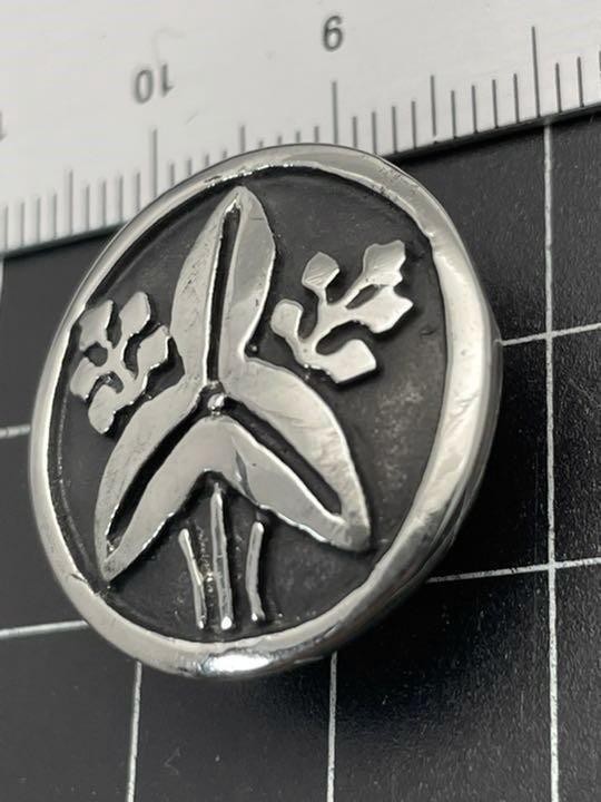 家紋コンチョ★丸に立ち沢瀉★小★ジャーマンシルバー拍卖
