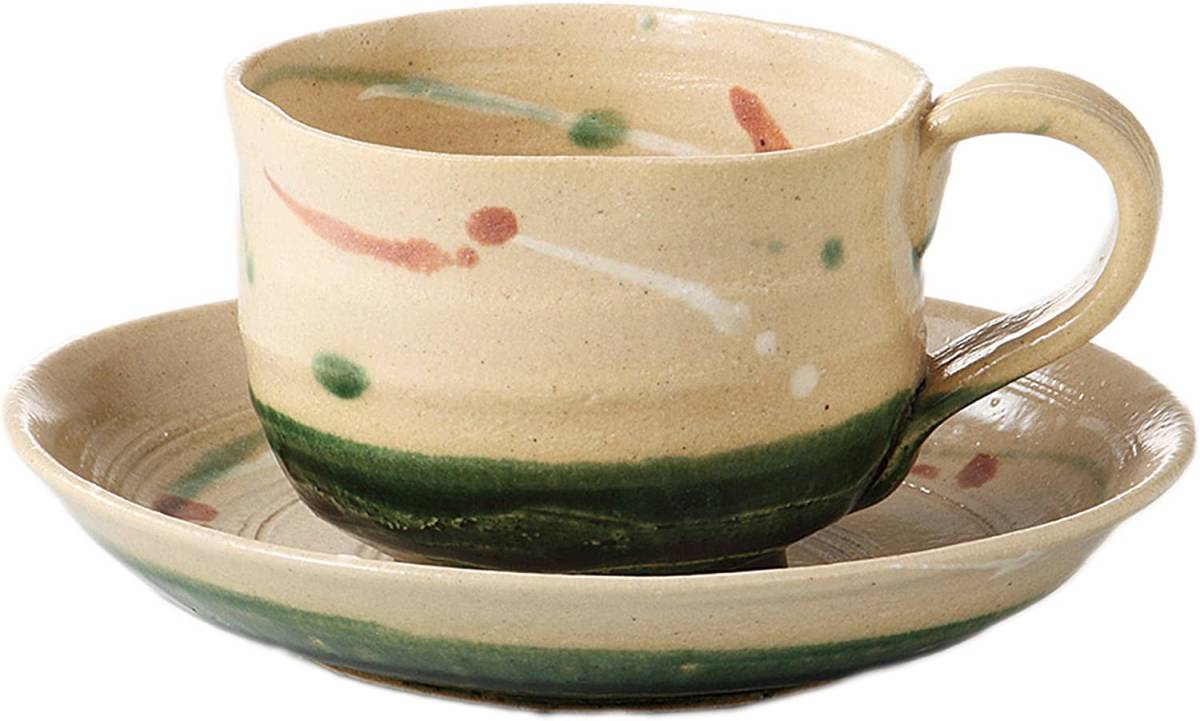 美濃焼! 和田和文 ☆弥七田織部碗皿☆ 新品 V4009-3 コーヒー 紅茶 カップ ミルク ラテ エスプレッソ 茶器 ギフト拍卖