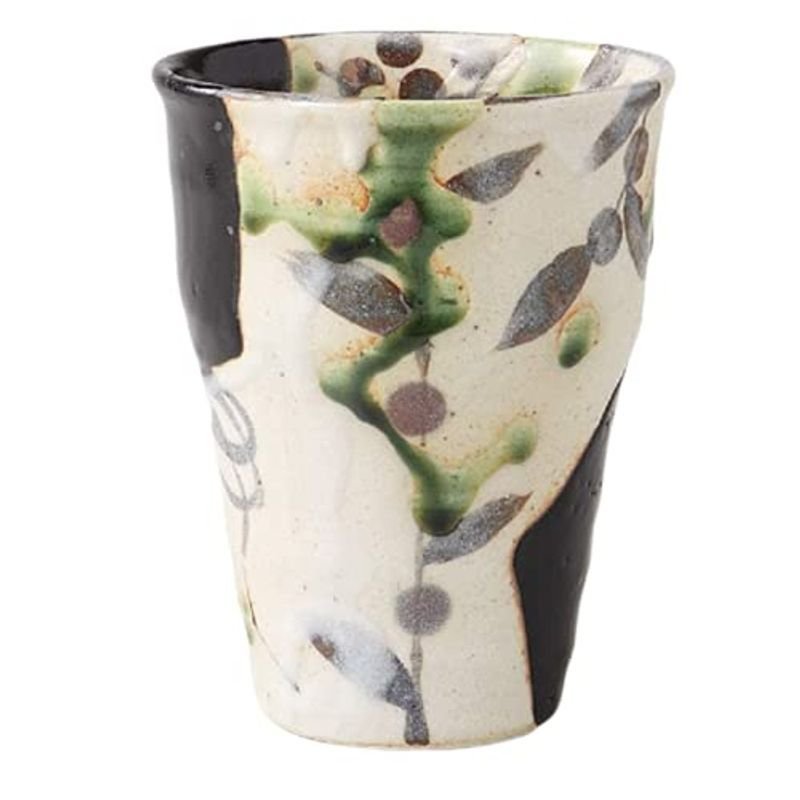 美濃焼! 玉山 ☆黒織部フリーカップ☆ V3013-4 新品 汲出し 煎茶 茶器 焼酎カップ ビールジョッキ ギフト拍卖