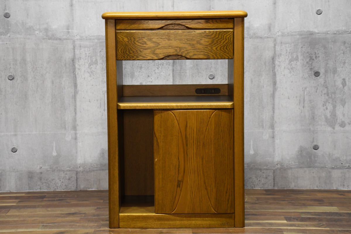 BIC95 浜本工芸 No.1100 ファックス台 ナラ 無垢材 スライドテーブル付き FAX台 ファックス台 電話台 サイドキャビネット コンソール 花台拍卖