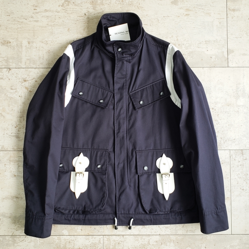 未使用 ハンティングワールド コットン ジャケット バイカラー M イギリス製 ネイビー HUNTING WORLD拍卖