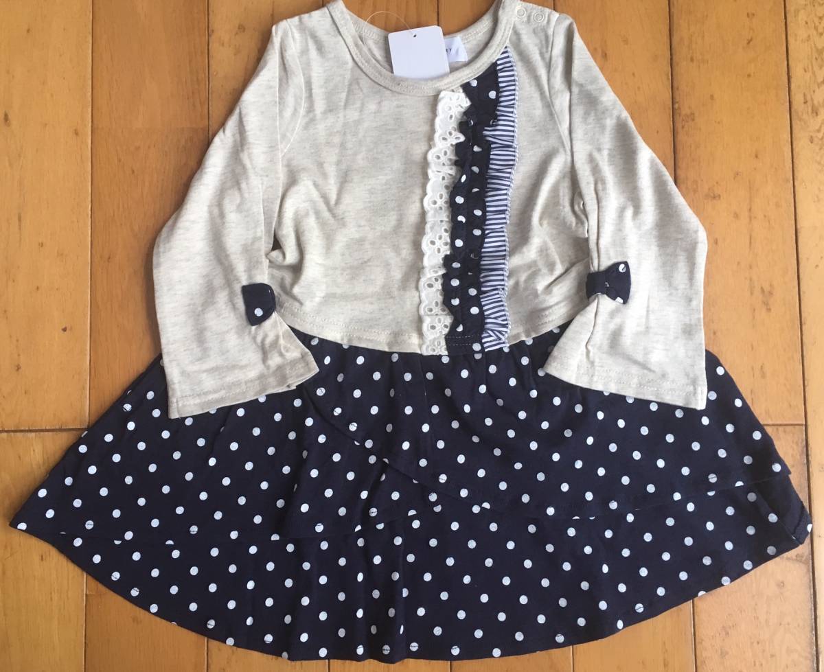 即決 新品タグ付 ウィルメリー WILL MERY★フリフリ 長袖ワンピース★ベビー 95cm(2-3才目安) ¥2200拍卖