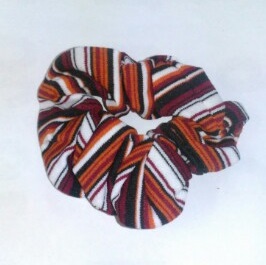 ヘアーアクセサリー シュシュ しましまオレンジ おしゃれ!新品未使用 拍卖