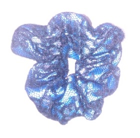 ヘアーアクセサリー シュシュ ブルー地に黒のレース 新品未使用 拍卖