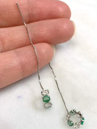 k14WG チェーンピアス ファッション ピアス 総重量約1g k14 ホワイトゴールド 中古拍卖