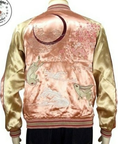 花旅楽団/兎/スカジャン/ピンク/M/3rsj-037/ジャパネスク/サトリ拍卖