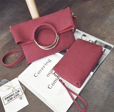 新品#クラッチバッグ#ポーチ付き#3WAY#ワインレッド拍卖